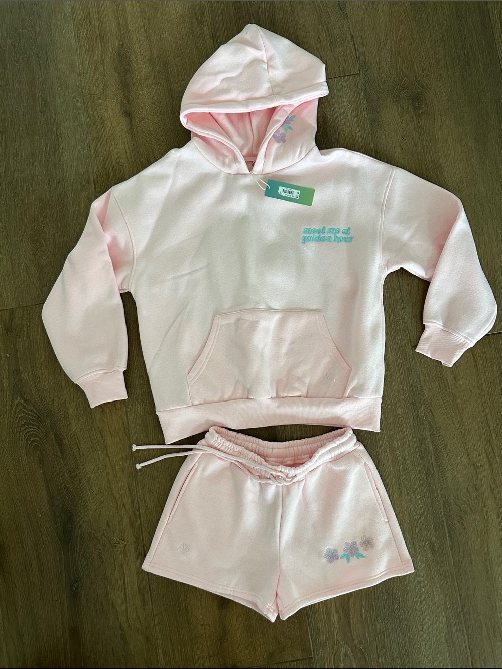 Kids Pink Hoodie & Shorts Matching Set - Cozy Cotton Blend
